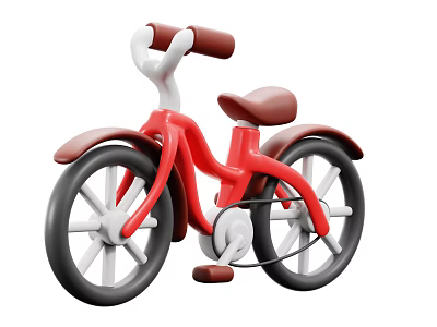 Red Children's Bicycle With Brown Handlebars Seat And Black Wheels Design 3d model