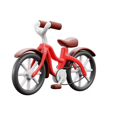 Red Children's Bicycle With Brown Handlebars Seat And Black Wheels Design 3d model