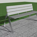 Silver Metal Outdoor Chair With Modern Design On Tiled Ground And Grass Background