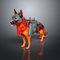 Brave German Shepherd Dog Companion With Red Bandana And Backpack Gear