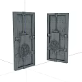 Sturdy Metal Security Doors With Wheel Handle Lock Mechanism And Riveted Design