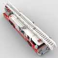 Functional Red and White Fire Truck With Extended Ladder And Emergency Lights