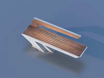 Modern Outdoor Chair With Wooden Slat Seat And Geometric Metal Frame Design 3d model