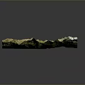 3D Topographic Terrain Model With Green Yellow Landforms And Ridges