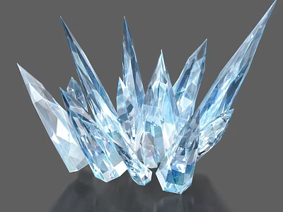 Blue Crystal Like Rockery Stone With Sharp Clustered Structures And Glossy Surface 3d model