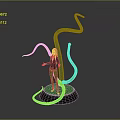Game Movie Character With Pink Hair Green Outfit Standing By Curved Green Vines