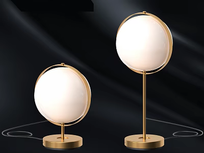 Modern Gold Table Lamps With Round White Shade And Minimalist Design 3d model