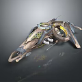 Futuristic Mechanical Device With Metallic Components Yellow Black Accents Ring Structure And Honeycomb Texture