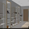Mingshang Modern Specialty Storefront with Glass Doors Shelves and Green Plant at Night