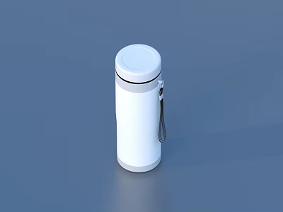 White Portable Insulated Water Bottle With Lid And Carabiner For Daily Use 3d model