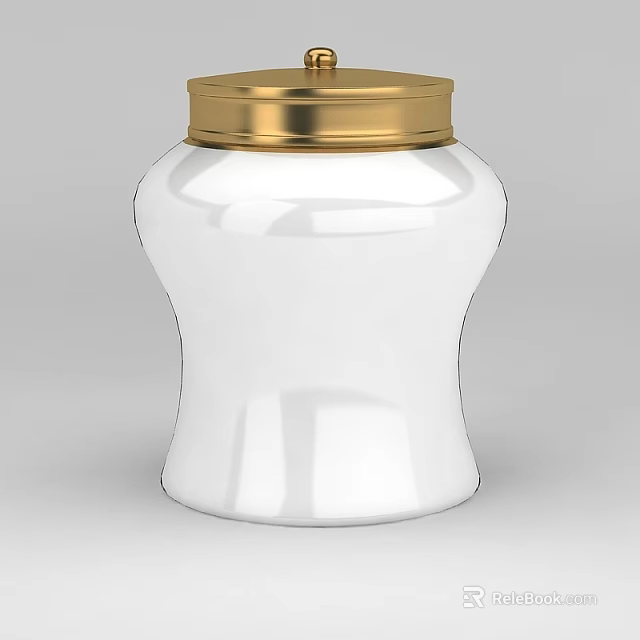 White Storage Locker With Golden Accents And Modern Design For Home Organization 3d model 