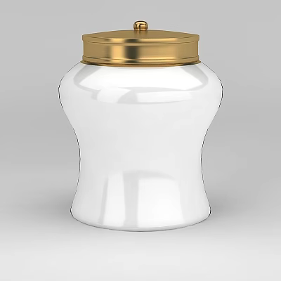 White Storage Locker With Golden Accents And Modern Design For Home Organization 3d model