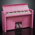 Cute Pink Mini Piano With Open Lid And White Brown Keys 3d model