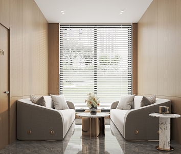 Reception room Reception area Sofa Coffee table Venetian blinds 3d model