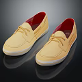 Yellow Casual Shoes With Red Lining White Sole And Lace Up Design