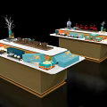 Modern Design Display Shelves with Colorful Decorative Items in Commercial Showroom
