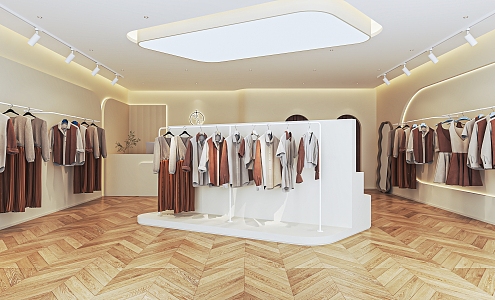 Modern Clothing Store Women's Clothing Store Clothing Shelf Booth Cashier Shaped Showcase Fitting Mirror Nakajima Booth 3d model