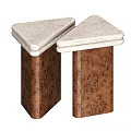 Two Functional Desks With Smooth Marble Top And Brown Textured Wooden Legs Design