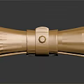 Golden Scroll Shaped Weapon With Metallic Rings And Shiny Decorative Ancient Surface 3d model
