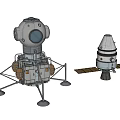 Detailed Spacecraft Models Featuring Lunar Lander Metallic Structure And Return Module 3d model
