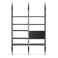 Modern Black Bookshelf With Metal Frame And Multiple Open Storage Shelves 3d model