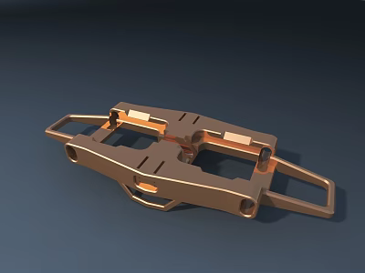Golden Metal Industrial Component With Geometric Holes And Structural Design Features 3d model