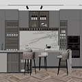 Modern Bar Counter Area Nakajima Bar Counter Combination 3d model