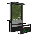 Modern Table And Chair Set With Green Plant Wall And Wooden Tabletop