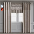 Elegant Beige Pleated Curtains With Valance For Classic Window Interior Design