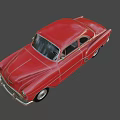 Red Vintage Classic Sedan With Sleek Body Lines And Chrome Bumper Accents