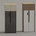 Modern Two Tone Refrigerators With Wooden White And Gray Beige Design
