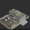 Air Conditioning Fan Equipment Setup On Building Roof With Pipes And Cooling Units