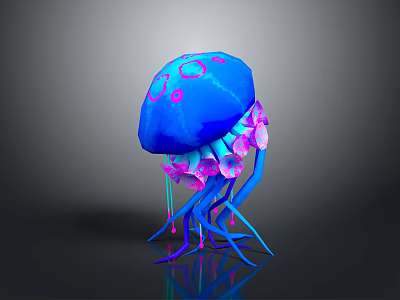 Colorful Jellyfish Creature Character Featuring Blue Pink Design And Vibrant Artistic Details 3d model