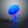 Colorful Jellyfish Creature Character Featuring Blue Pink Design And Vibrant Artistic Details