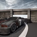 Rusty Modified Sports Car Parked By Concrete Garage With Graffiti Wall