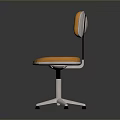 Orange Fabric Office Chair With Padded Backrest Seat And White Five Point Base