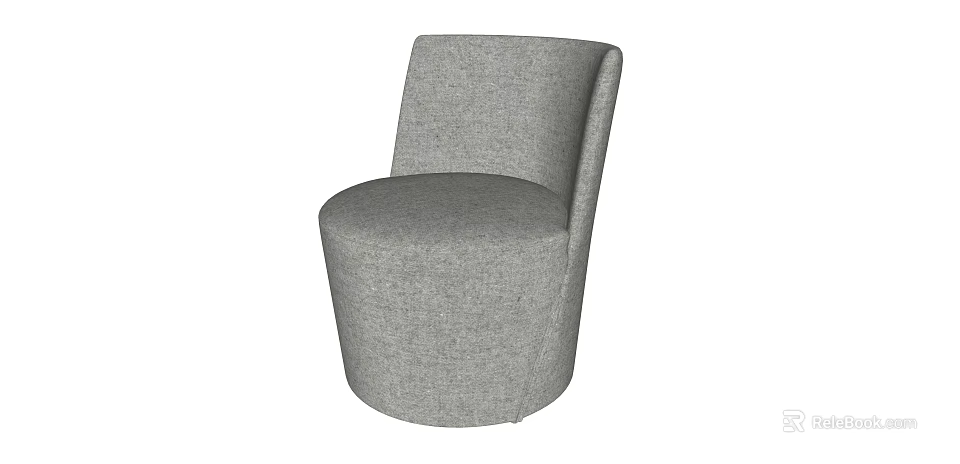 Modern Gray Upholstered Single Sofa With Curved Backrest And Round Base Design 3d model