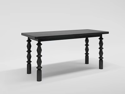 Modern Black Dining Table With Carved Decorative Legs And Rectangular Top 3d model
