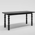 Modern Black Dining Table With Carved Decorative Legs And Rectangular Top