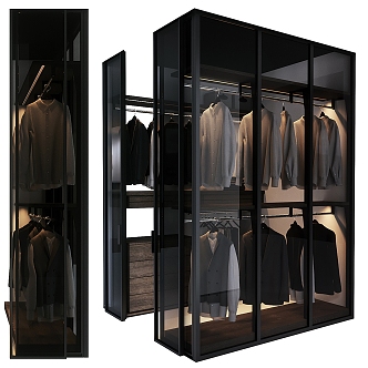 Walk-in corner wardrobe 3d model