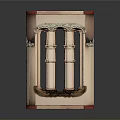 Ornate Classical Decorative Frame With Fluted Columns Red Borders And Intricate Details