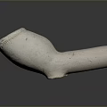 Ancient Hand Carved Ceramic Sculpture Pipe Shaped With White Textured Surface 3d model