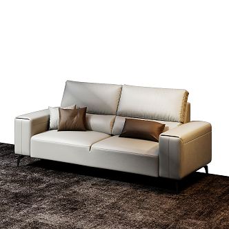 Modern Double Sofa Leather Sofa Italian Minimalist Sofa 3d model