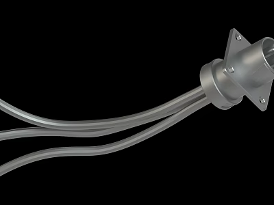 Metallic Cable Connector With Flange Mount And Flexible Wires Design 3d model