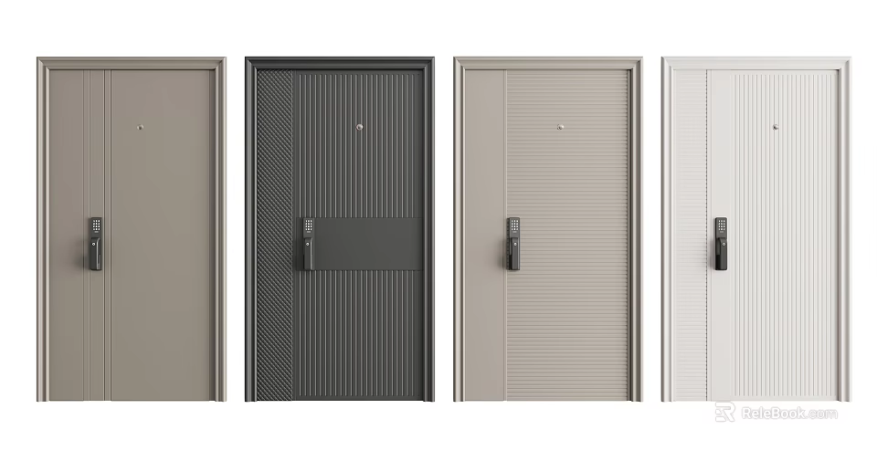 Modern Security Doors Featuring Various Textured Designs And Multiple Color Options 3d model