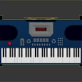 Blue Electronic Keyboard With Piano Keys Control Panel And Music Stand On Black Stand