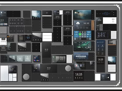 Modern Smart Switch Panels With Digital Displays And Various Control Designs 3d model