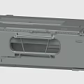 Gray Mechanical Device Casing With Rectangular Window And Structural Surface Lines