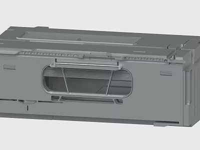 Gray Mechanical Device Casing With Rectangular Window And Structural Surface Lines 3d model