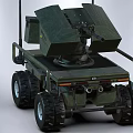 BRUEL1 Unmanned Green Weapon Platform With Multi Wheeled Design And Mounted Gun